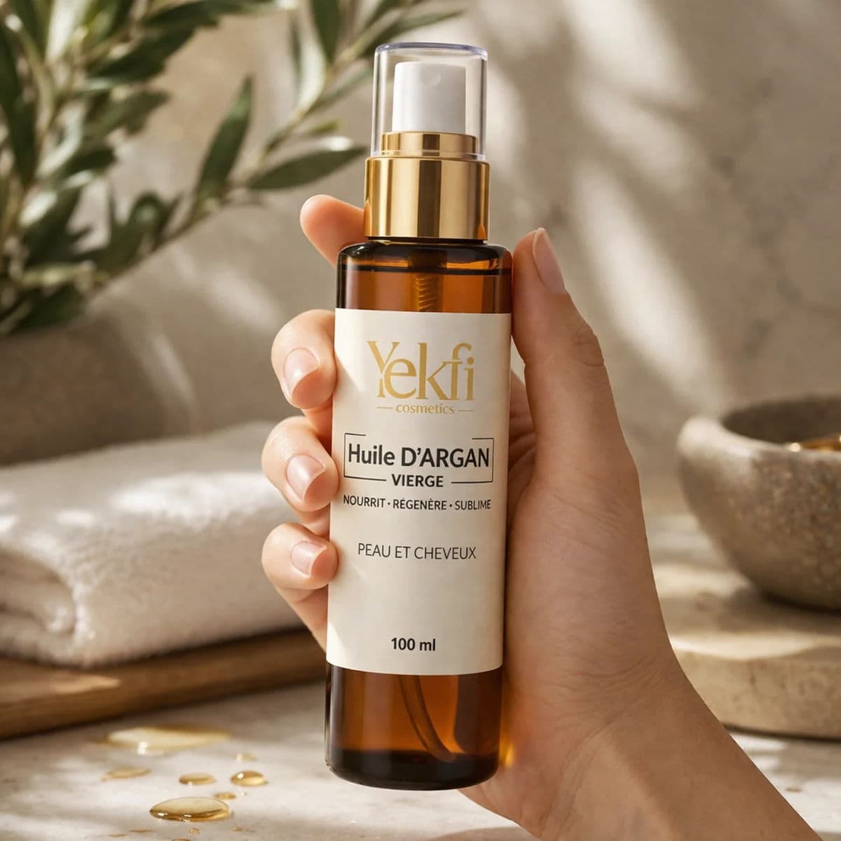 Huile d’argan 100% pure non torréfiée – riche en Vitamine E & Oméga 6-9. ✨ Nourrit, hydrate et protège la peau, les cheveux et les ongles. 💧 Flacon en verre ambré de 100 ml – 100% naturel, sans additif. - miniature 6