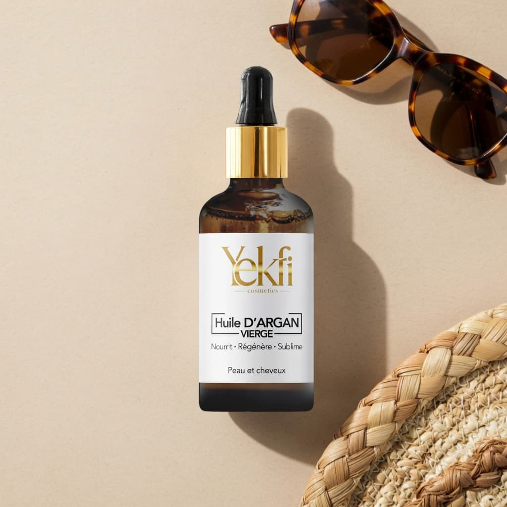 Huile d’argan 100% pure non torréfiée – riche en Vitamine E & Oméga 6-9. ✨ Nourrit, hydrate et protège la peau, les cheveux et les ongles. 💧 Flacon en verre ambré de 100 ml – 100% naturel, sans additif. - Image 1