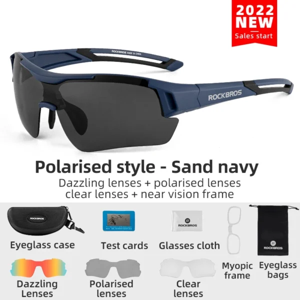 ROCKBROS Cycling Polarized glasses Bike Sunglasses Outdoor Sports Sunglasses MTB PC Goggles Eyewear 5/3 Lens Bicycle Accessory – Image 11
