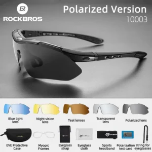 ROCKBROS Cycling Polarized glasses Bike Sunglasses Outdoor Sports Sunglasses MTB PC Goggles Eyewear 5/3 Lens Bicycle Accessory