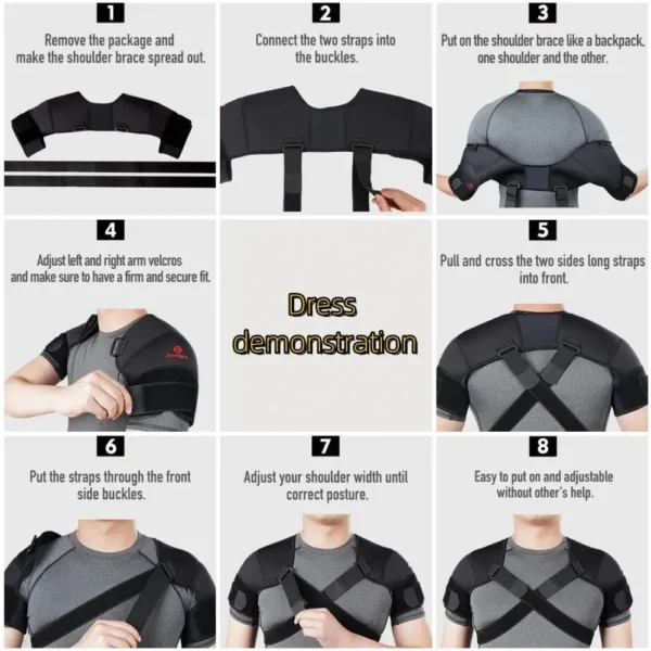 Adjustable Cross Shoulder Support Straps Polyester Fiber Hand Wash Only for Back Sports Shoulder Brace with Adjustable Straps – Image 5